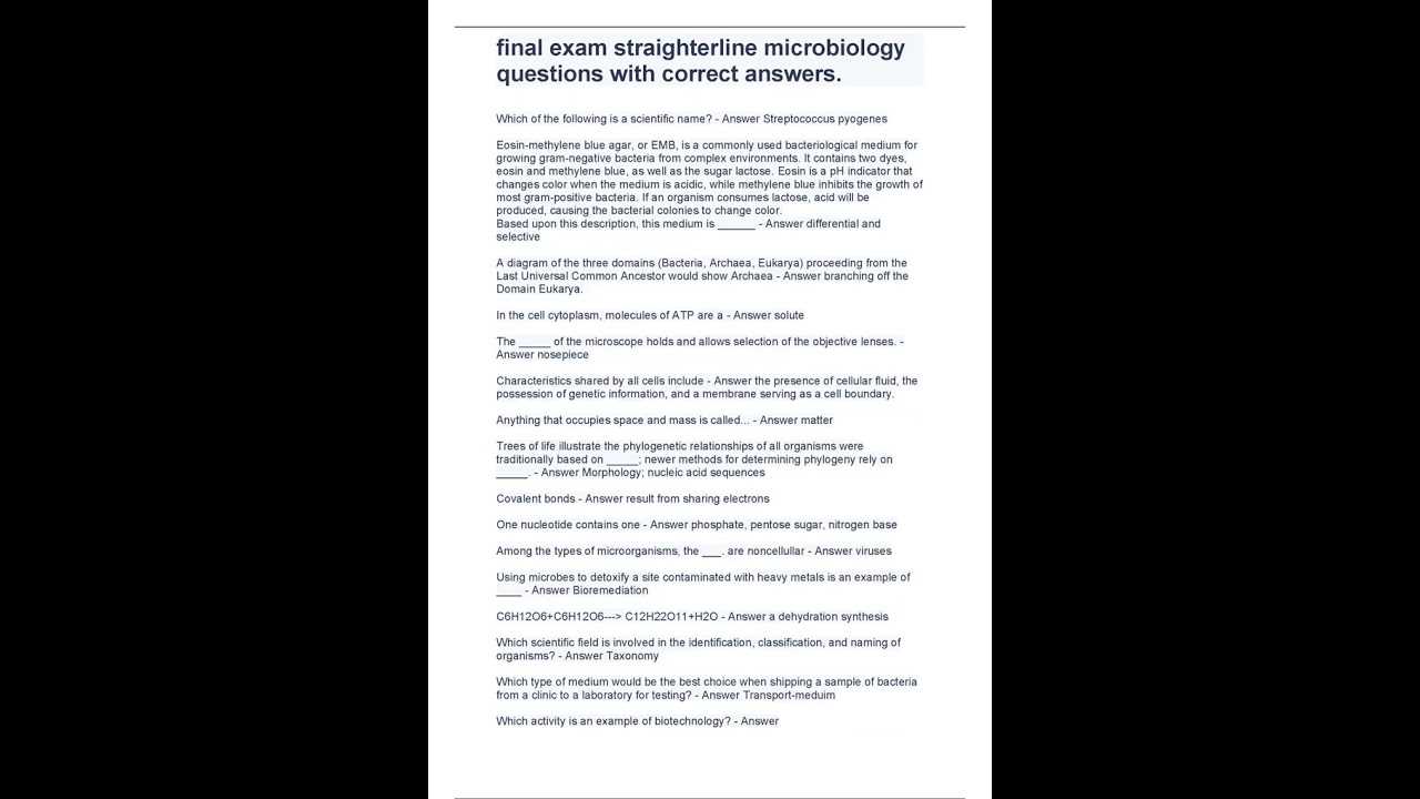 microbiology final exam answers