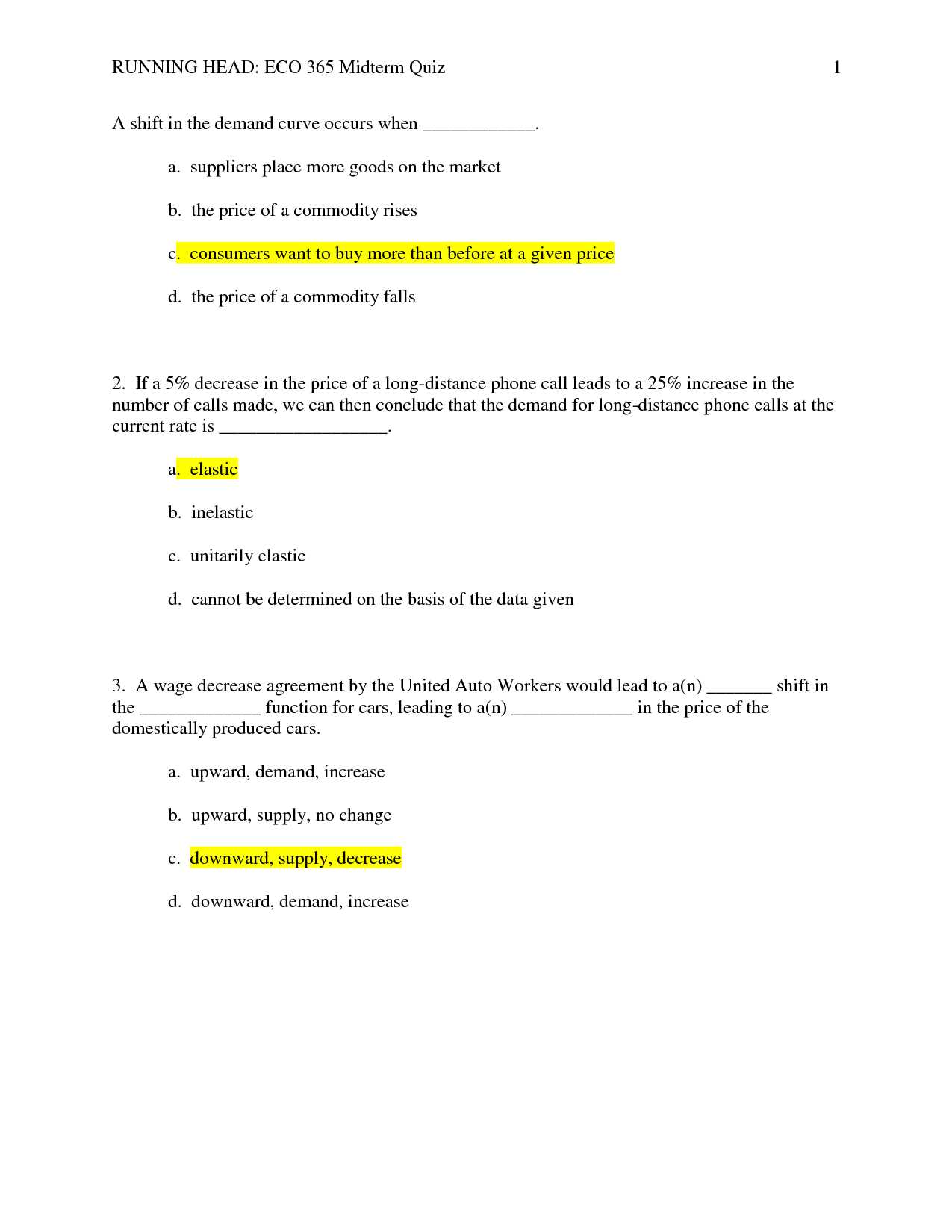 microeconomics midterm exam with answers