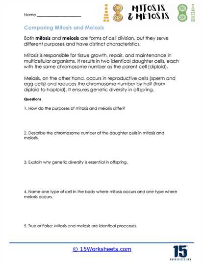 mitosis and meiosis test answers