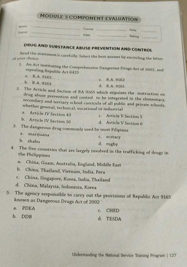 module 4 drug and alcohol test answers