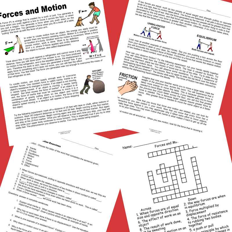 motion crossword puzzle answer key