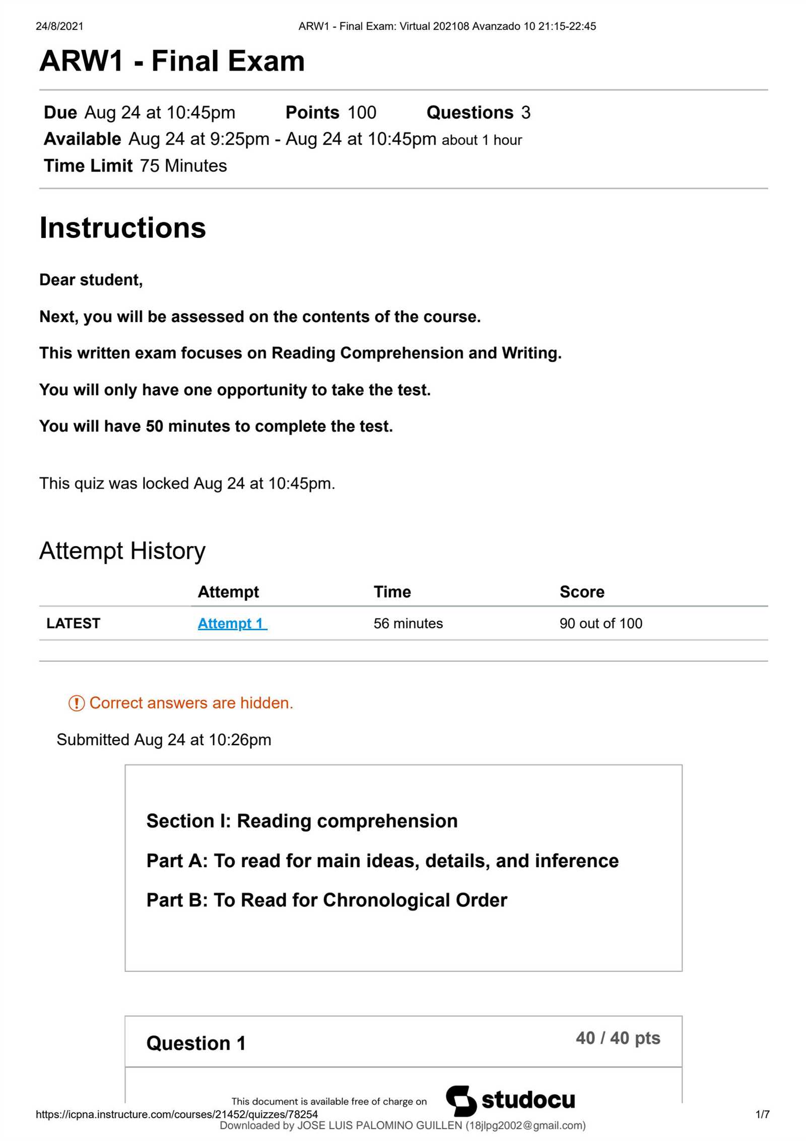 mr wilson final exam answers