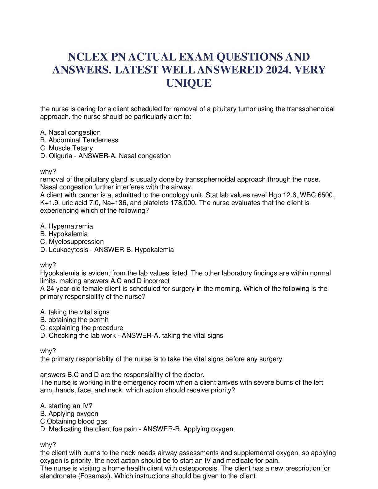 nclex pn exam preview answers