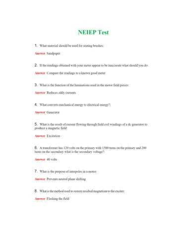 neiep 500 final exam answers