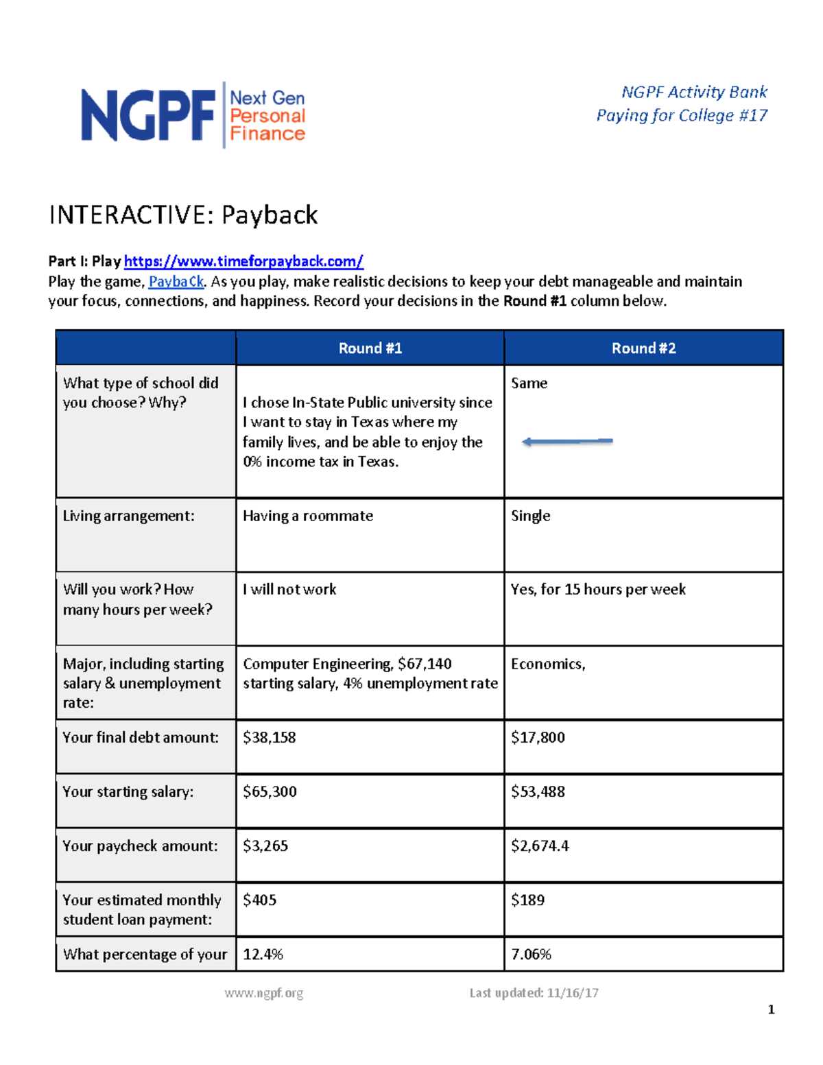 ngpf semester course final exam answers