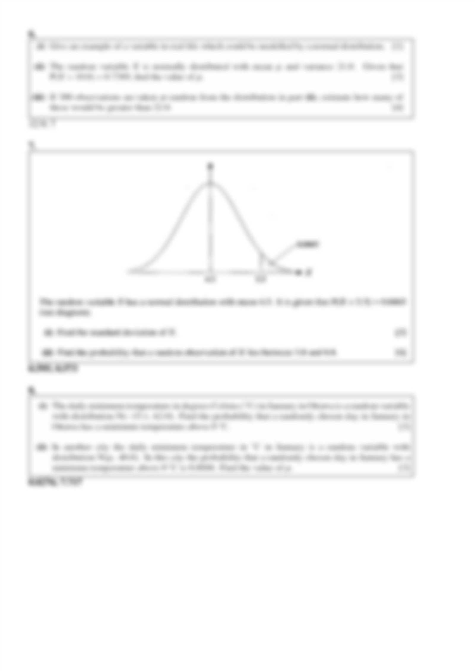 normal distribution exam questions and answers