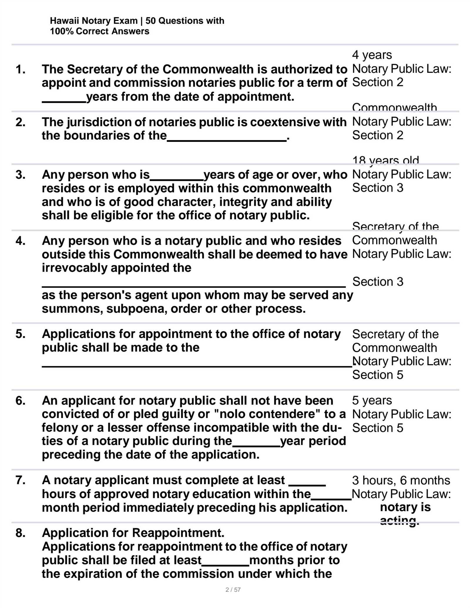 notary public sample exam