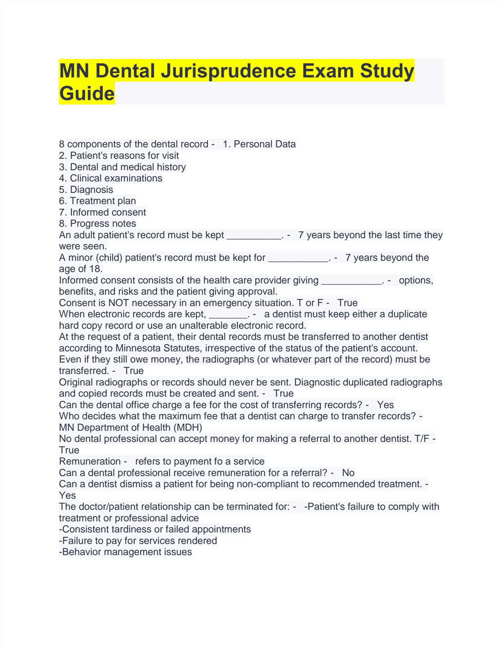 ohio state dental board jurisprudence exam answers