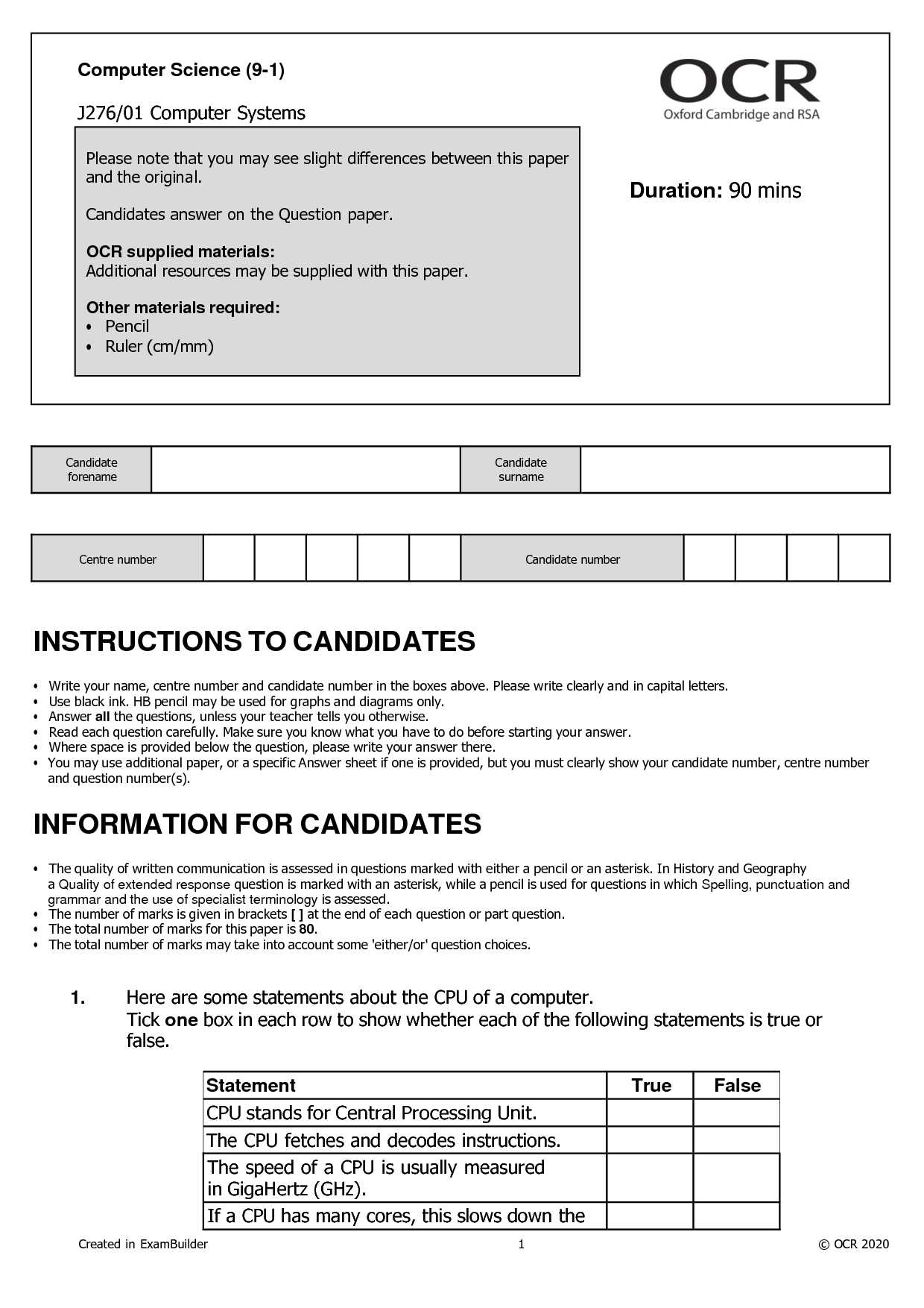 online exam builder answers