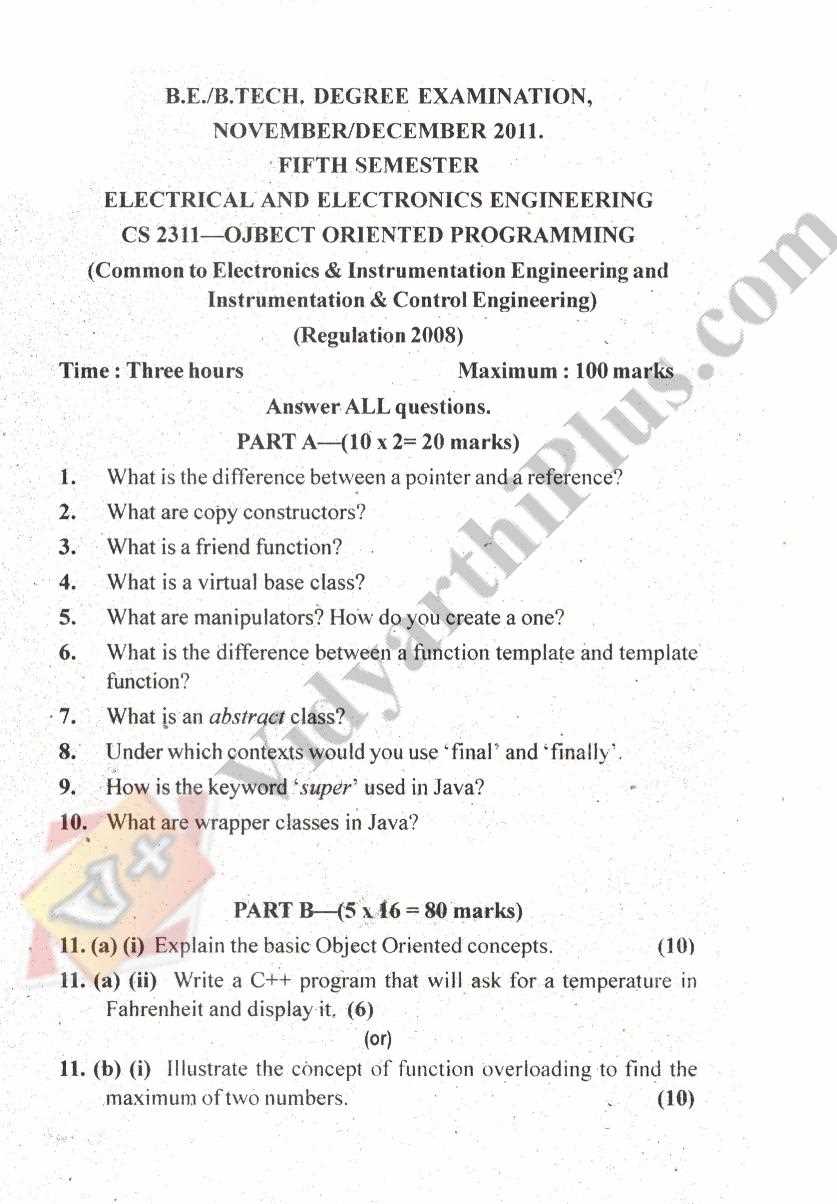 oop exam questions and answers