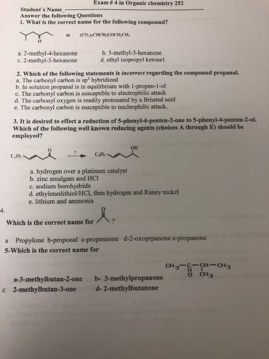 organic chemistry 1 final exam