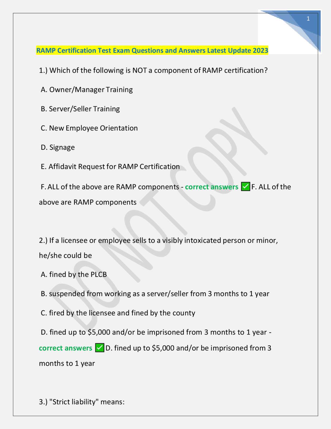 pa ramp final exam answers