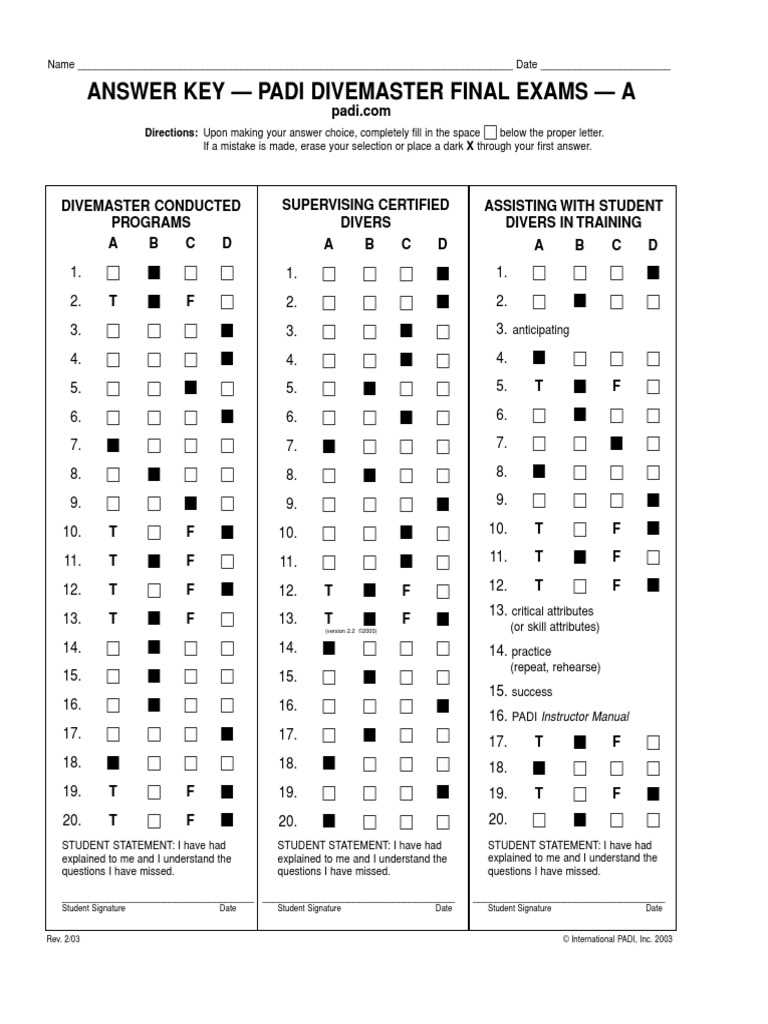 padi divemaster exam part 2 answers