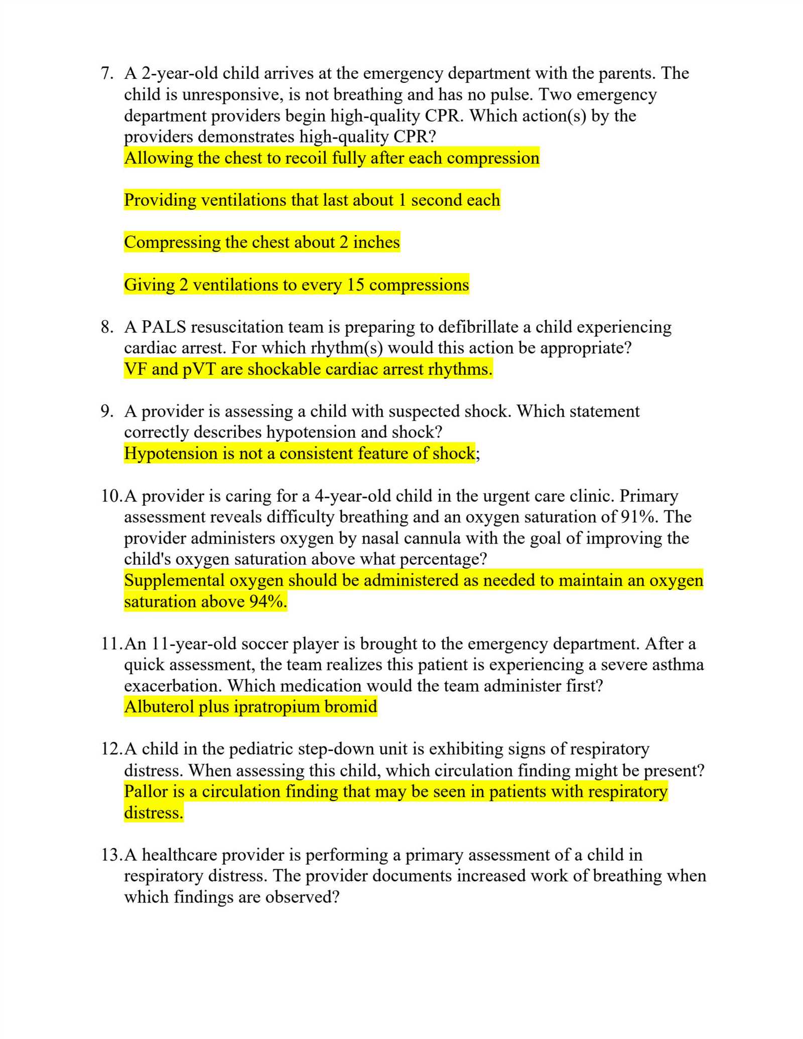 pals post test answer key