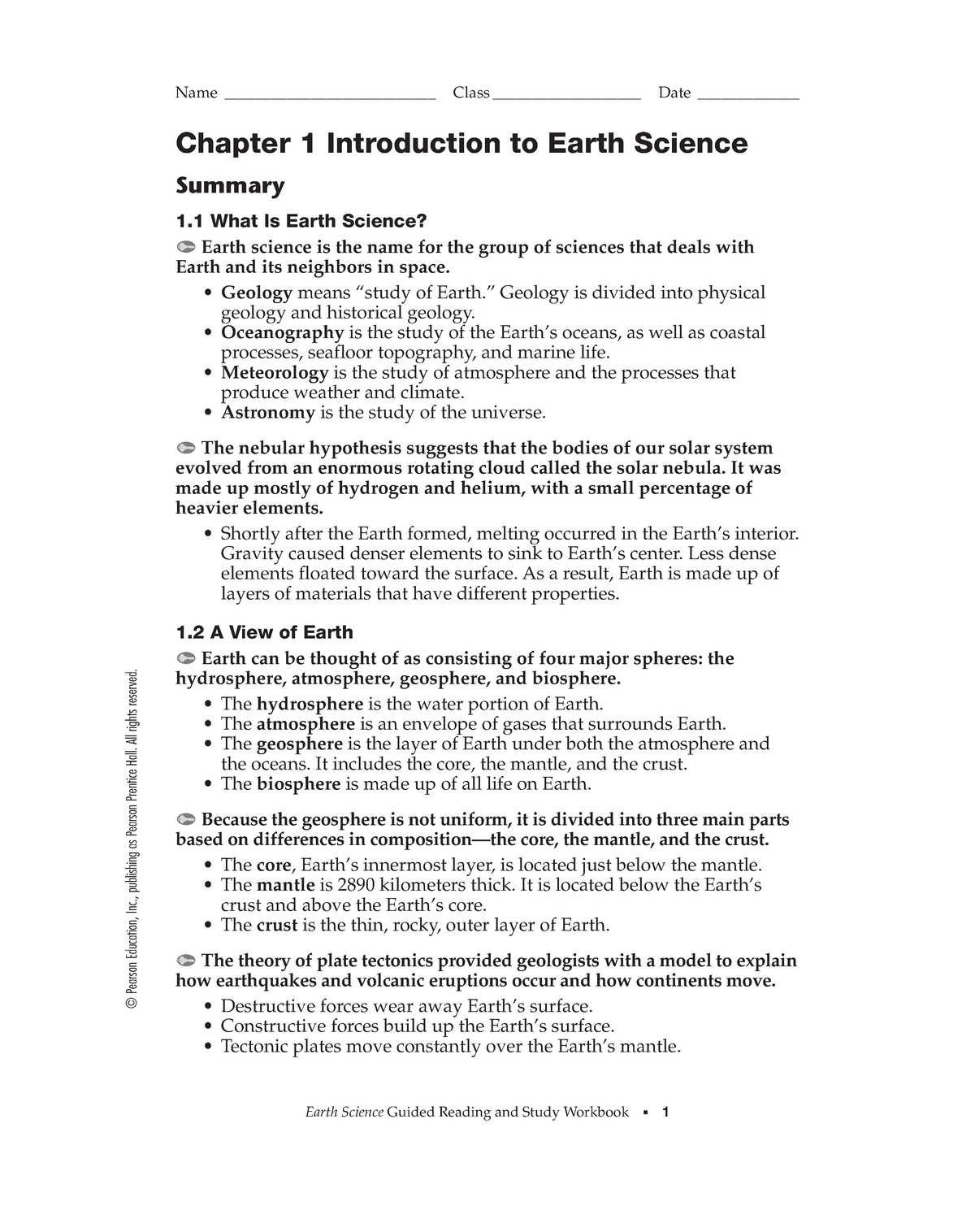 pearson earth science workbook answers