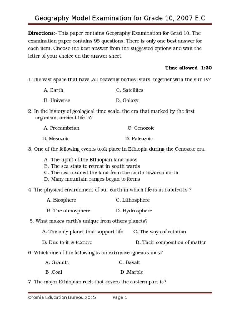 physical geography final exam answers