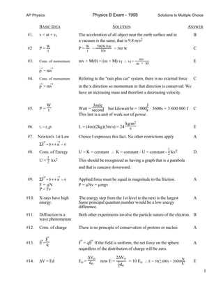 physics exam 2 answers