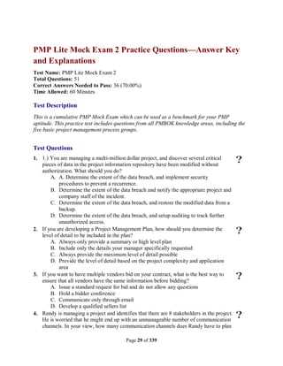 pmp exam questions and answers