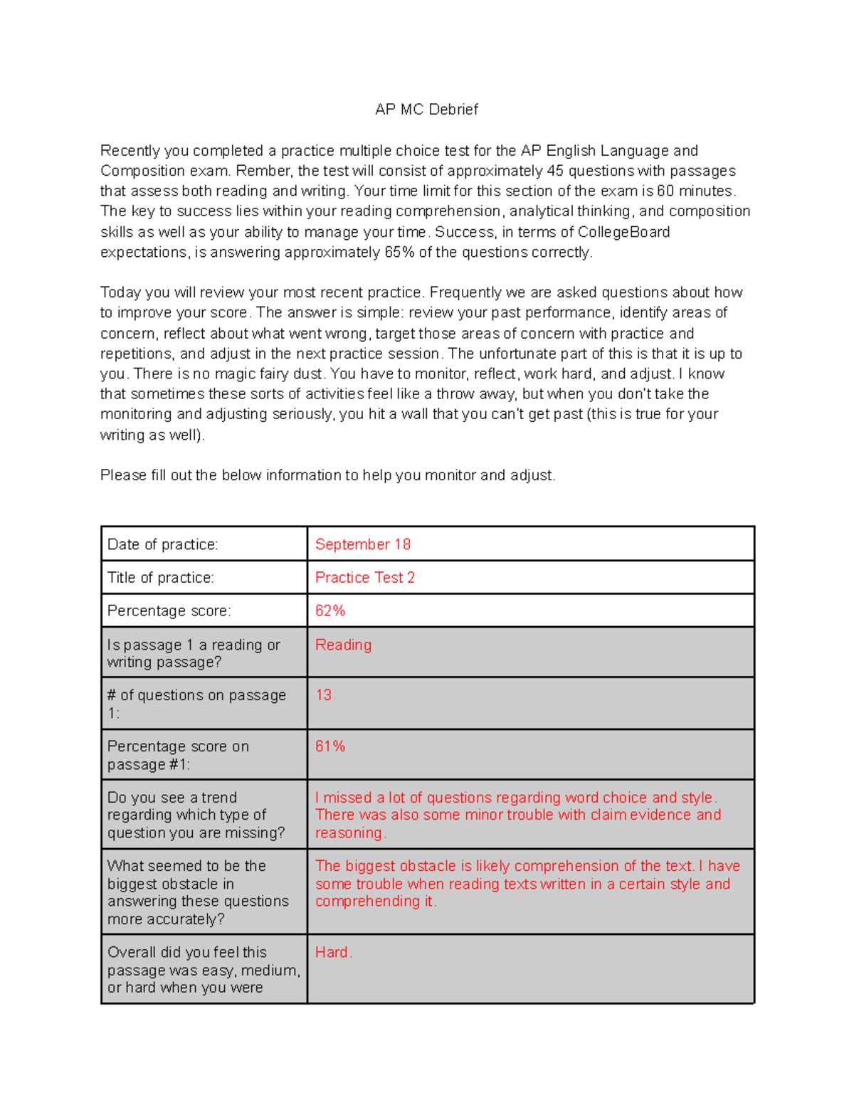 practice exam 2 advanced placement english language answer key