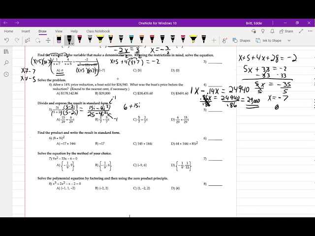 pre algebra final exam answer key