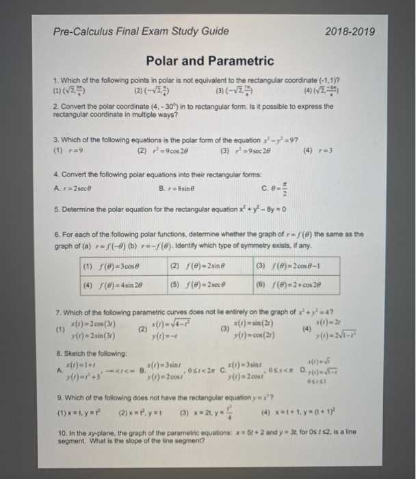 pre calc final exam with answers