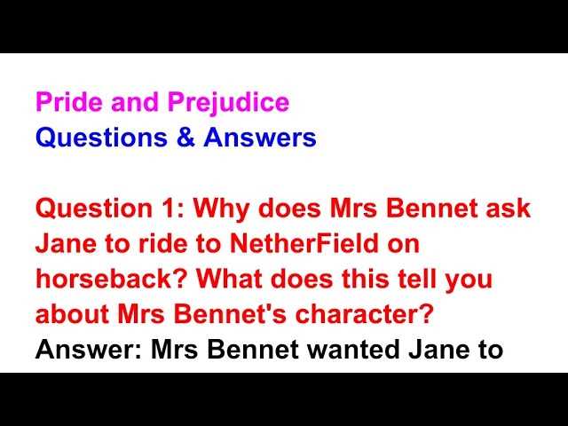 pride and prejudice test answers