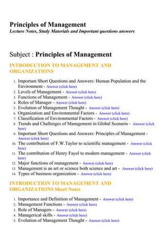 principles of management midterm exam answers