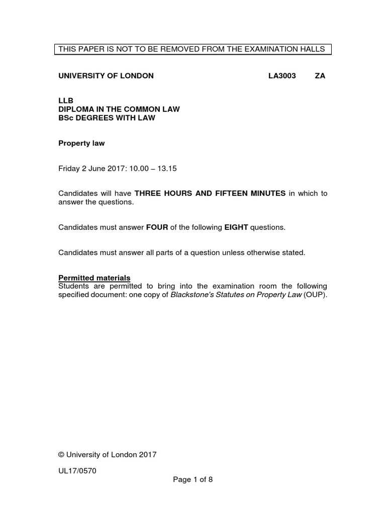 property law exam model answers