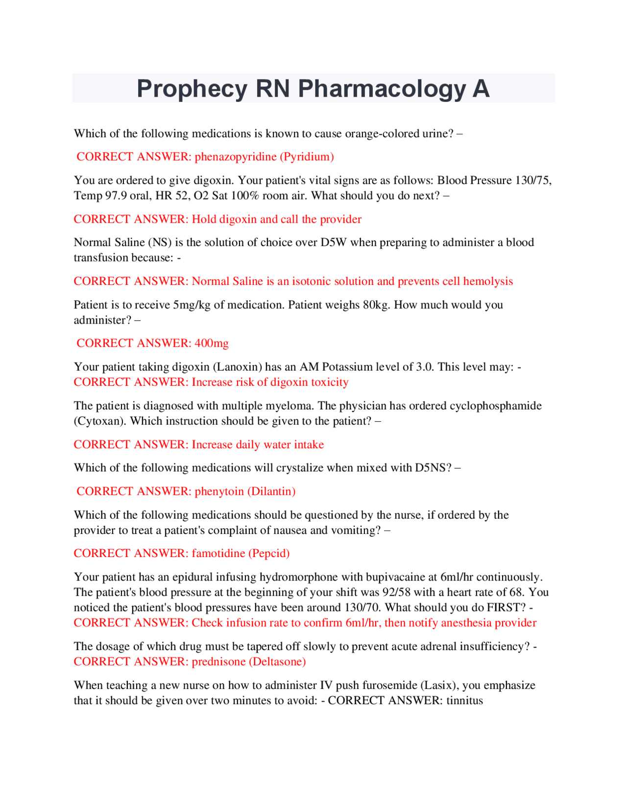 prophecy assessment answers