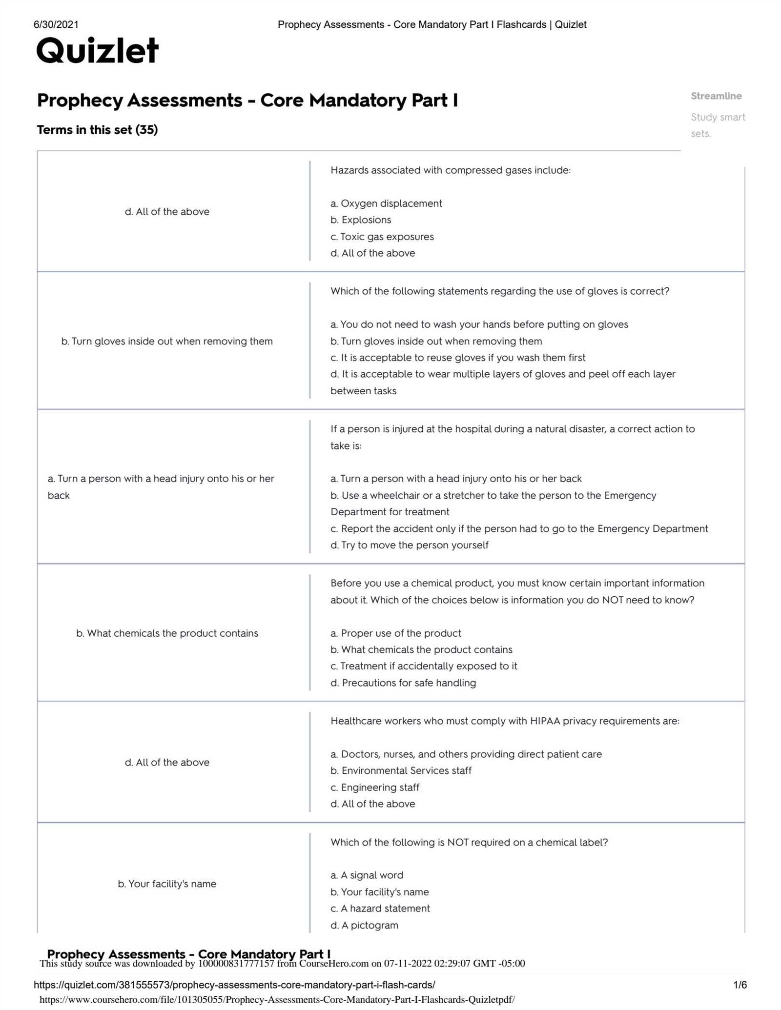 prophecy assessment answers