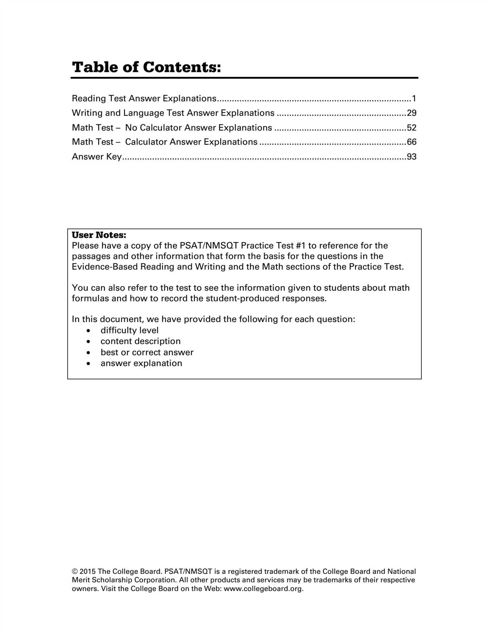 psat practice test answers