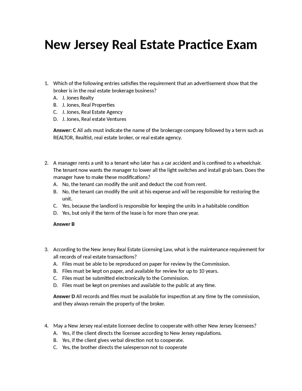 psi nj real estate practice exam