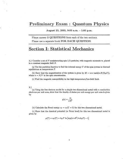 quantum physics exam questions and answers