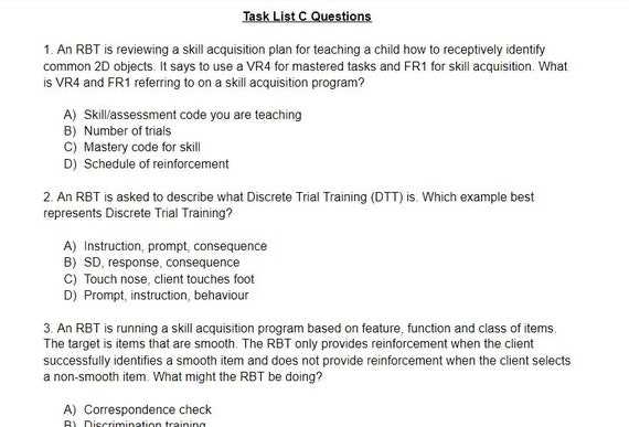 rbt exam questions