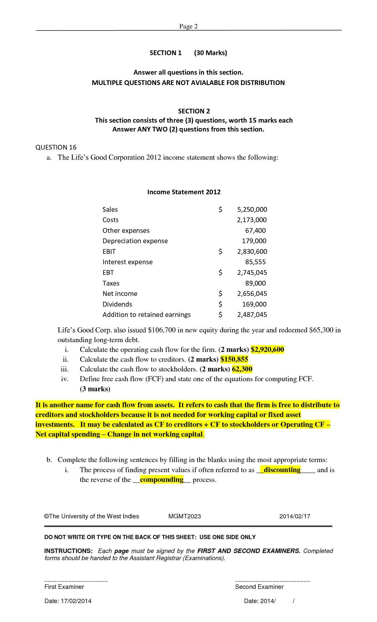 real estate finance final exam answers