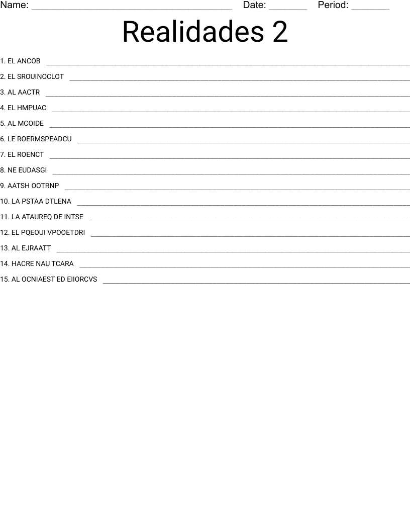 realidades 2 capitulo 3a 8 crossword answers