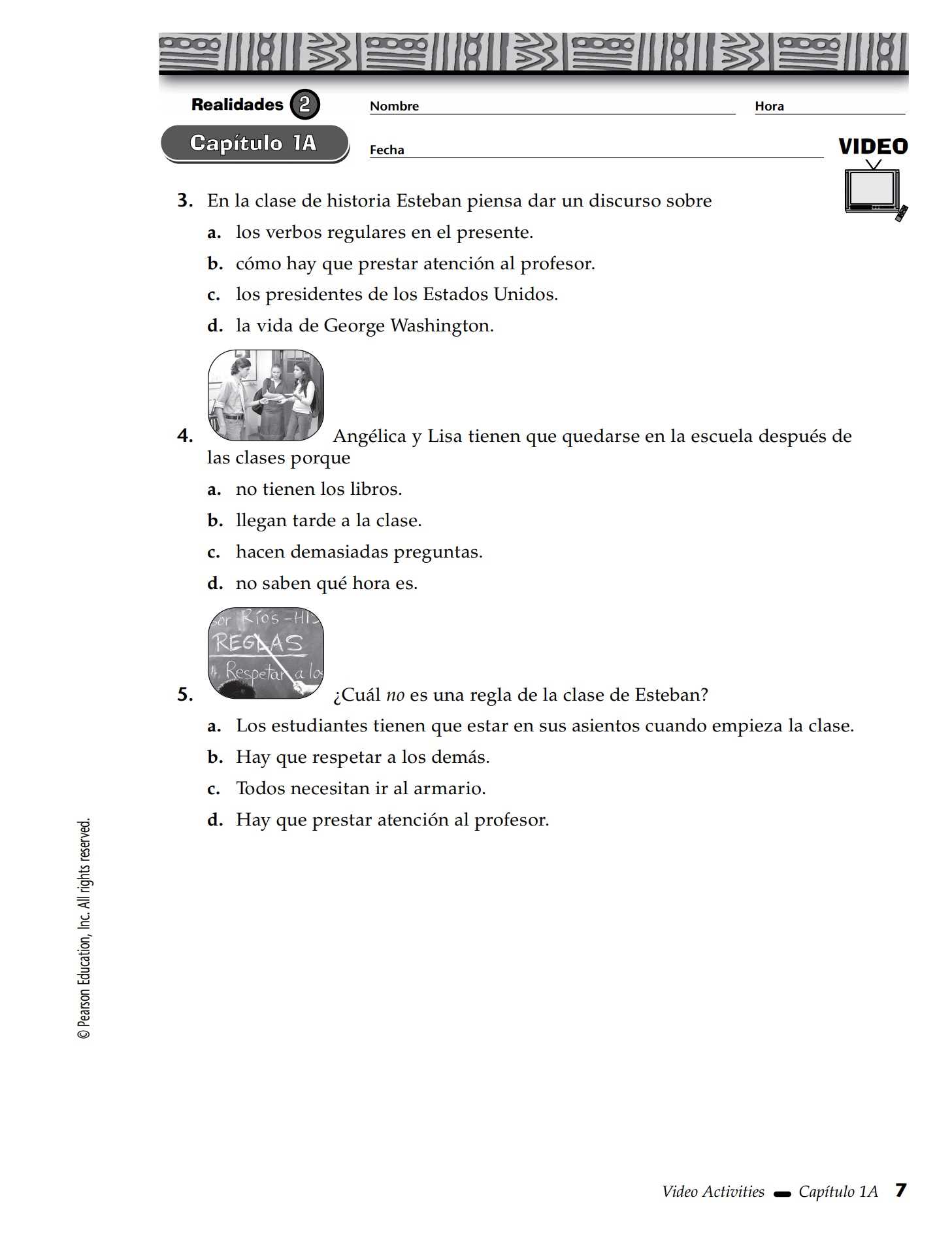 realidades 2 capitulo 3a answers page 51