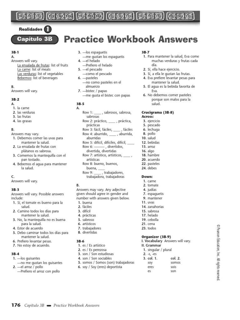 realidades 2 capitulo 3b answer key