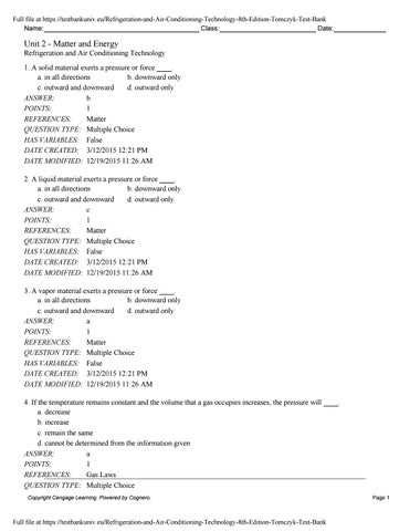 refrigeration exam questions and answers