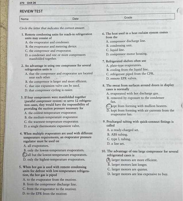 refrigeration exam questions and answers