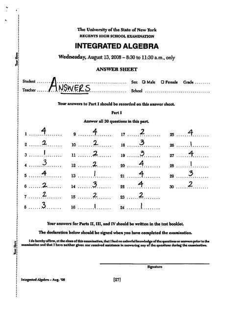 regents exams and answers algebra i