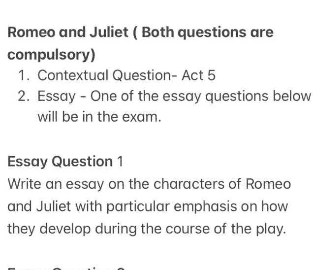 romeo and juliet exam questions and answers