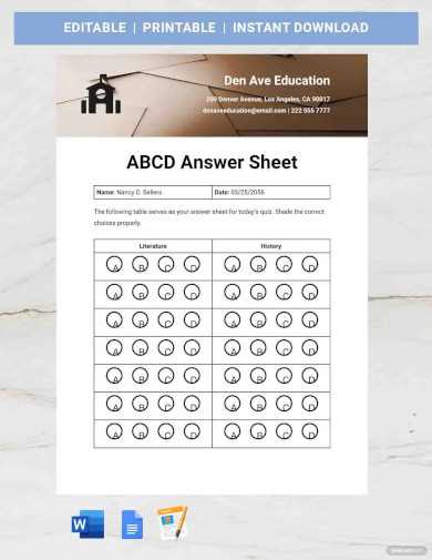 sample answer sheet for let exam