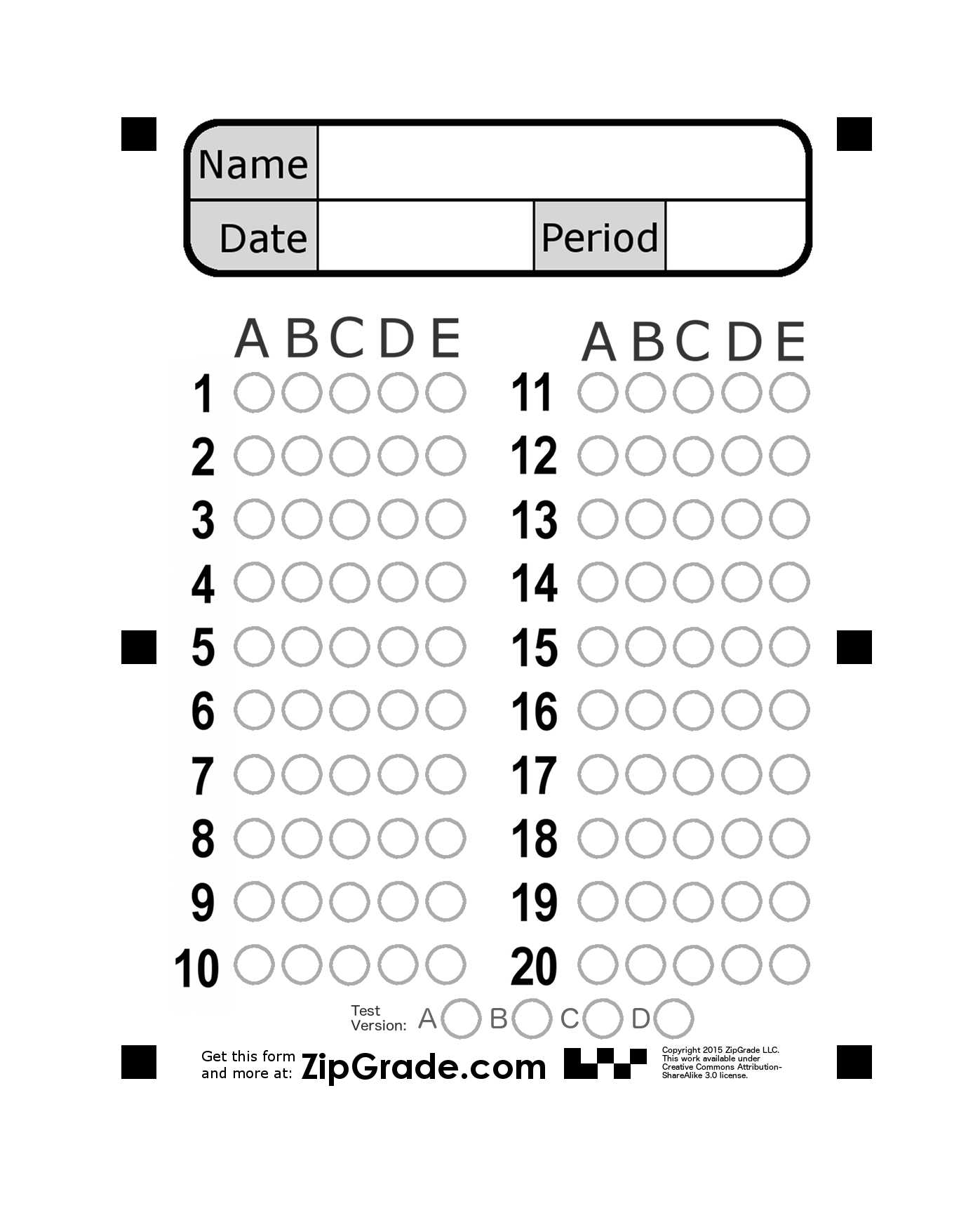 sample answer sheets