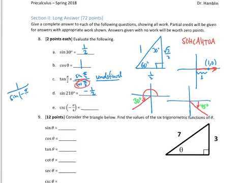 sample ap precalculus exam questions answer key