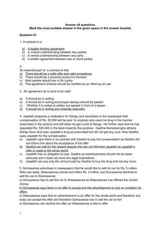 sample law school exam questions and answers