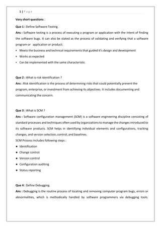 software quality assurance exam questions and answers