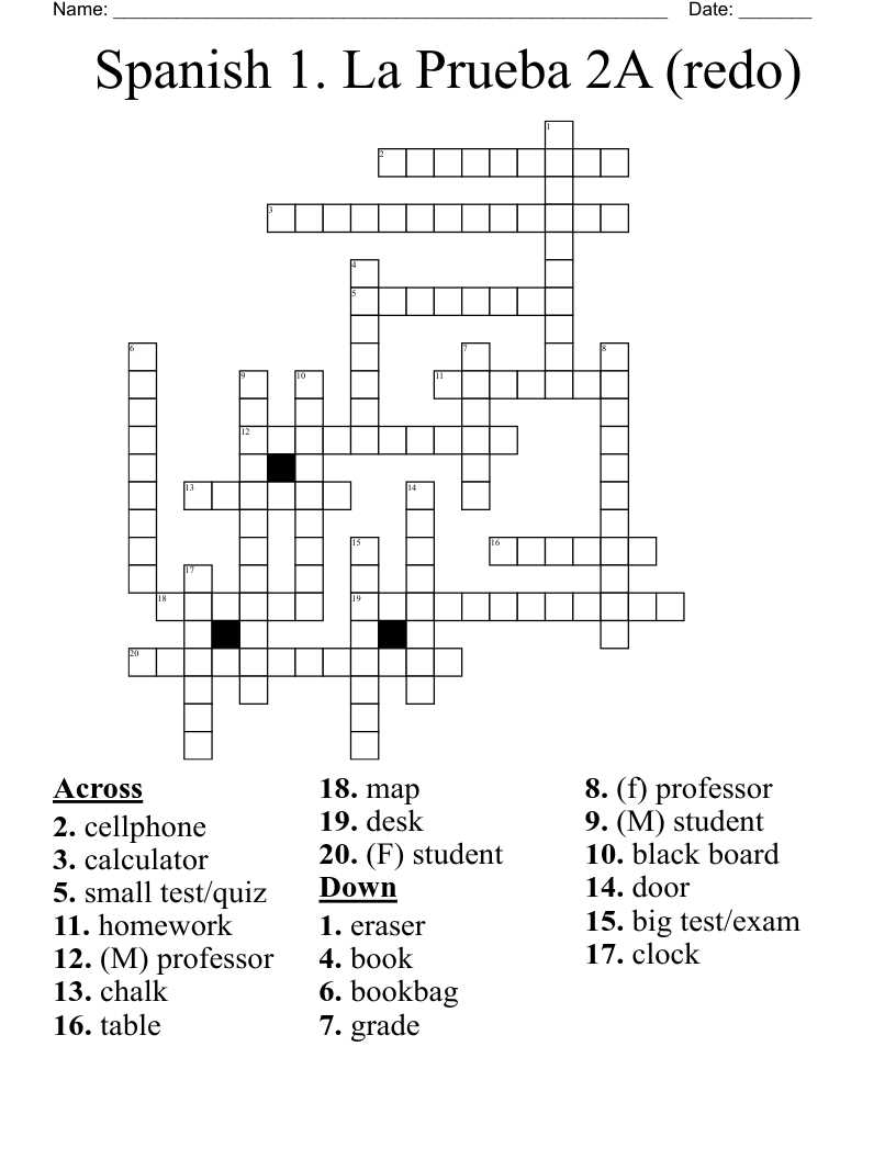 spanish1 exam 02.02 answer key