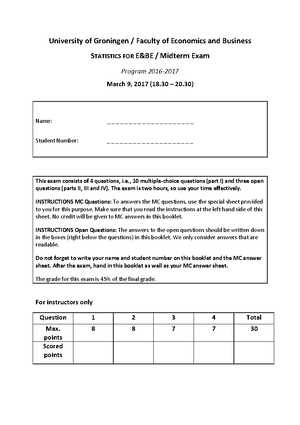 statistics midterm exam answers