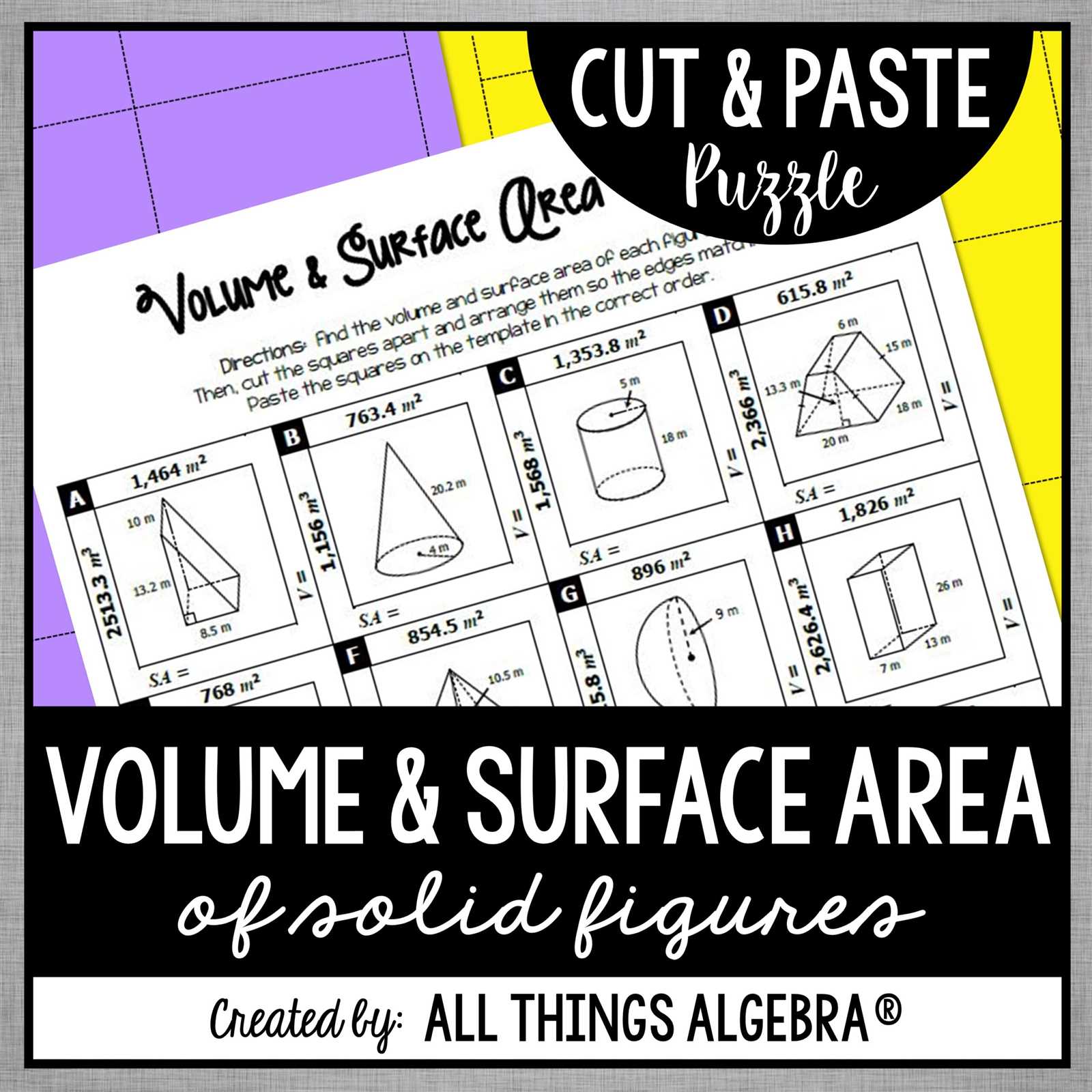 surface area and volume answer key